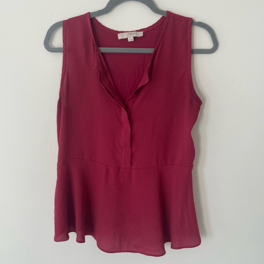 Loft Peplum Split Neck Top